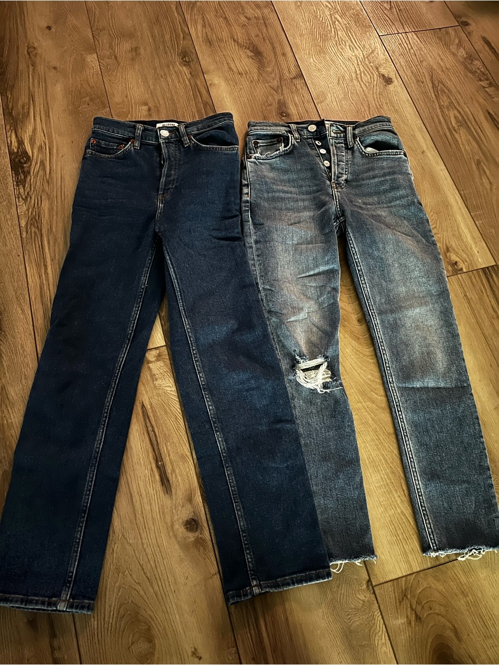 RE/DONE Jeans Bundle Ultra HR 70s Stovepipe HighRise Distressed Ankle Crop